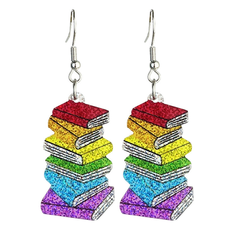 Wholesale teacher reading atmosphere earrings shiny bright cute  acrylic earrings